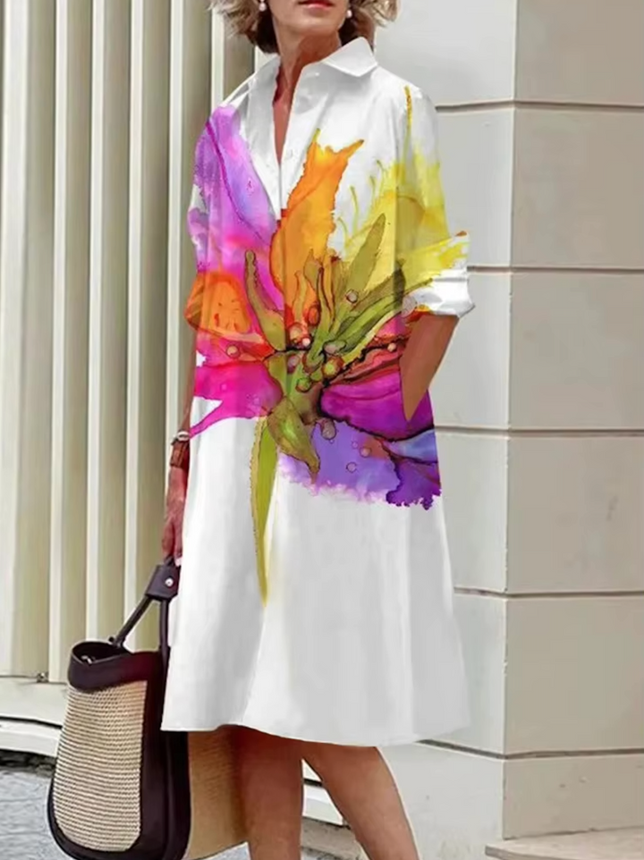 Lauren | Stylish Midi Dress with Geometric Stripes