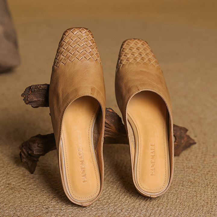 Navea | Chic Leather Woven Mules